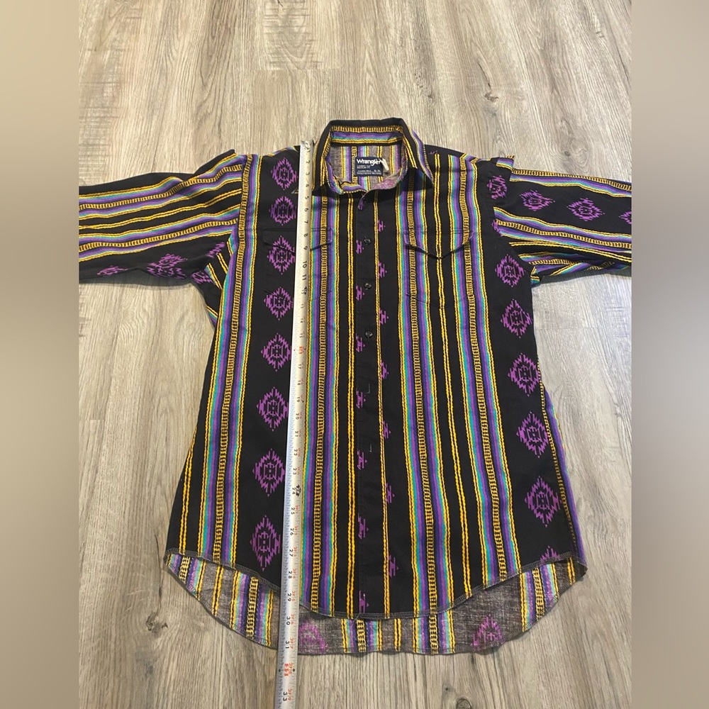 Wrangler Men's Striped Button-Down Shirt in Black, Purple & Yellow